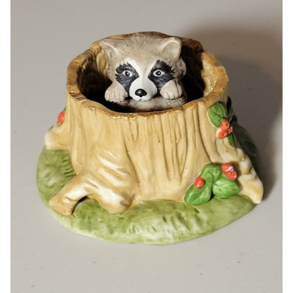 1984 Franklin Porcelain Woodland Surprises Raccoon‎ Jacqueline B Smith Pre-Owned